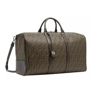 FENDI LARGE FF SHOULDER DUFFLE TRAVEL BOSTON BAG TOTE AUTHENTIC!